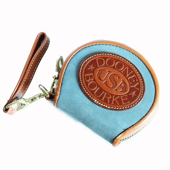 Dooney & Bourke Coin Wallet Blue Nubuck Leather Small Wristlet - Picture 2 of 6